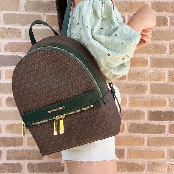 NWT Michael Kors Backpack Brown MK Signature - Picture 5 of 7